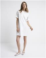 River Island Womens White Cotton Mini T-shirt-dress Dress Size 12