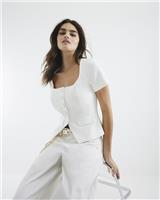 River Island Womens White Short sleeved Top Size 12