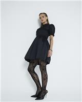 River Island Womens Black Mini Babydoll Taffetta Dress Size 14