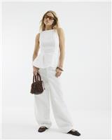 River Island Womens White Cotton Long sleeved Top Size 8