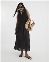 River Island Womens Brown Cotton Maxi Skater Dress M Petite