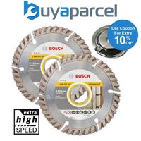2x Bosch Universal Diamond Blade 4.5" 115mm High Speed +Quick Change Locking Nut