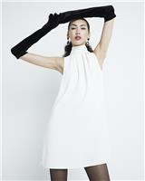 River Island Womens Cream Mini Shift Crepe Dress Size 12