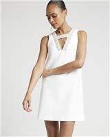 River Island Womens White Mini Shift Crepe Dress Size 8