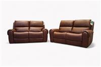 Oak Furnitureland Ezra 2 Seater Leather Recliner Sofa Set, Chestnut
