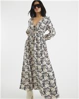 River Island Womens Multi Coloured Cotton Maxi A line Floral Dress 12 Petite