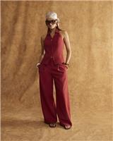 River Island Womens Red Linen Wide leg Trousers Size 16