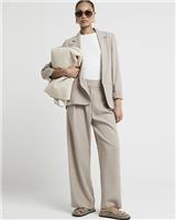 River Island Womens Beige Wide Trousers 14 Long