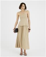 River Island Womens Beige Linen Midaxi Strapless Dress Size 12