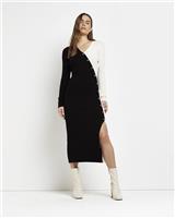 River Island Womens Black Acrylic Midaxi Jumper-dress Dress Size L