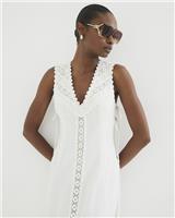 River Island Womens White Cotton Midi A line Dress Size 10