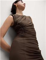 Marks & Spencer Womens Brown Midi Bodycon Midaxi Women Dress Size 22 - M&S