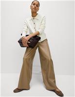 Marks & Spencer Womens Beige Wide leg Trousers 20 Short - M&S