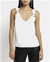 River Island Womens White Satin Sleeveless Camis Top Size 10