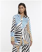 River Island Womens Blue Satin Long sleeved Shirt Size 10