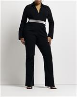 River Island Womens Black Bengaline Jumpsuit Size 20