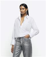 River Island Womens White Poplin Long sleeved Shirt Size M