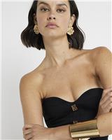 River Island Womens Black Ponti Sleeveless Bandeau Top Size 8