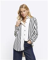 River Island Womens Beige Crepe Long sleeved Shirt Size 10