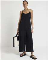 River Island Womens Black Cotton Jumpsuit Size 10