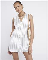 River Island Womens Beige Linen Playsuit Size 10