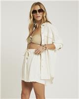 River Island Womens Beige Linen Long sleeved Shirt Size 8