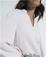 River Island Womens Pink Crepe Long sleeved Blouse Size 10