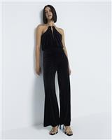 River Island Womens Black Velvet Jumpsuit Size 16