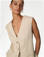 Marks & Spencer Womens Beige Lyocell Waistcoat Size 8 - M&S