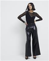 River Island Womens Black Scuba Long sleeved Body Top Size 12