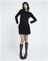 River Island Womens Black Viscose Mini Frill Dress Size 14