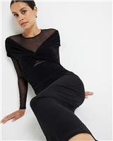 River Island Womens Black Midi A line Mesh Dress Size 8