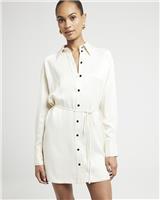 River Island Womens Beige Viscose Mini Shirt Dress Size 12