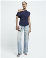 River Island Womens Navy Crepe Sleeveless Top Size 16