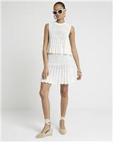 River Island Womens White Crochet Short sleeved Vest Top Size XS
