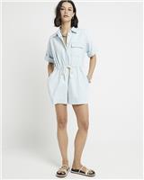 River Island Womens Blue Denim Romper Size 16