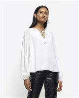 River Island Womens White Long sleeved Top Size 14