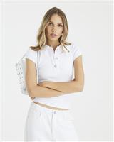 River Island Womens White Cotton Short sleeved Top Size S