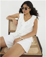 River Island Womens White Cotton Short sleeved Top Size 12