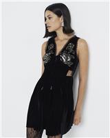 River Island Womens Black Mini Skater Velvet Dress Size 8