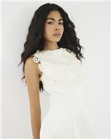 River Island Womens Cream Mini A line Dress Size 14