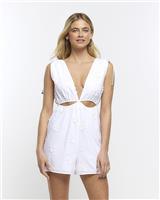 River Island Womens White Cotton Playsuit Size XS
