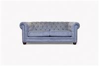 Charterhouse 2 Seater Chesterfield Fabric Sofa, Chenille Sky Blue