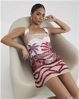 River Island Womens Pink Sequin Dress 10 Petite