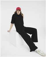 River Island Womens Black Cotton Wide Trousers Size L