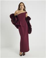 River Island Womens Red Midi One-shoulder Dress Size M