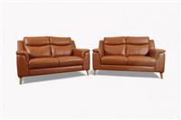 Brodie 2+2 Seater Leather Sofas, Club Tan
