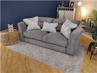 Sofology Reign Fabric 3 Seater in Luxe Sherpa Grey/Silver Mix
