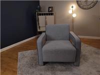 Sofology Russo Fabric Accent Chair in Russo Weave Contrast Piping Zinc Mix