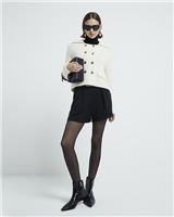 River Island Womens Beige Acrylic Collar Long sleeved Women Cardigan Size M